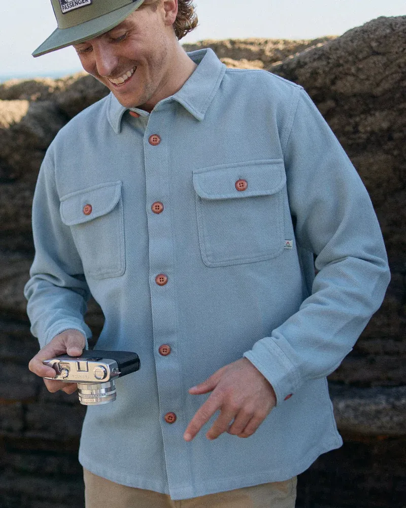 Passenger Island Twill Shirt - Faded Denim Premium Men's Casual Shirt
