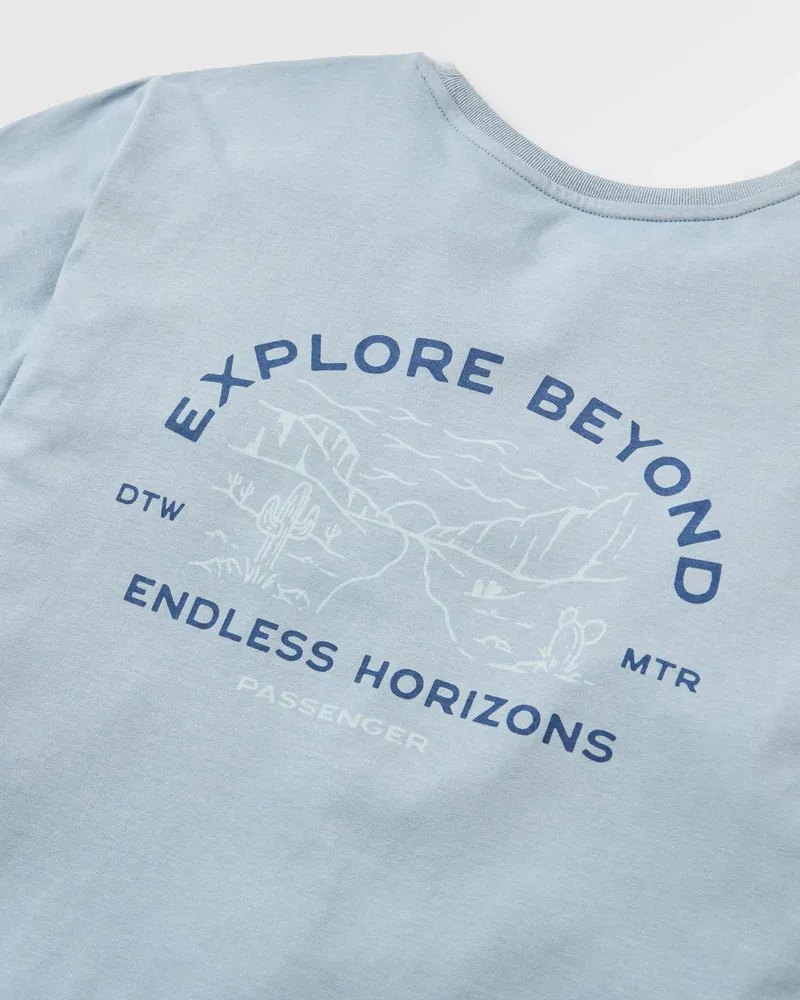 Passenger Horizons T-Shirt Faded Denim Men's Organic Cotton Tee-5