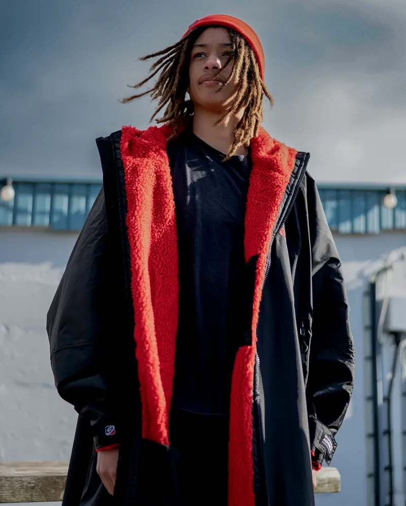 Dryrobe Advance Long Sleeve - Black Red Waterproof Outdoor Changing Robe