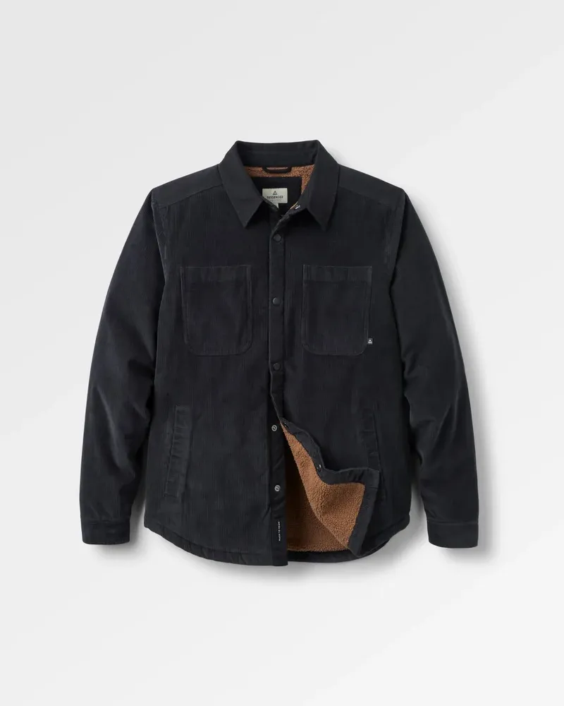 Passenger Kodiak Sherpa Lined Cord Overshirt - Faded Black Men's Corduroy Jacket