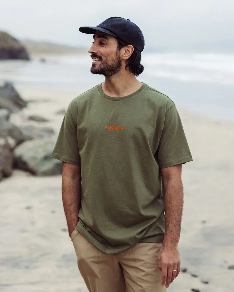Passenger Men's T-Shirt - Khaki Organic Cotton Casual Tee-1