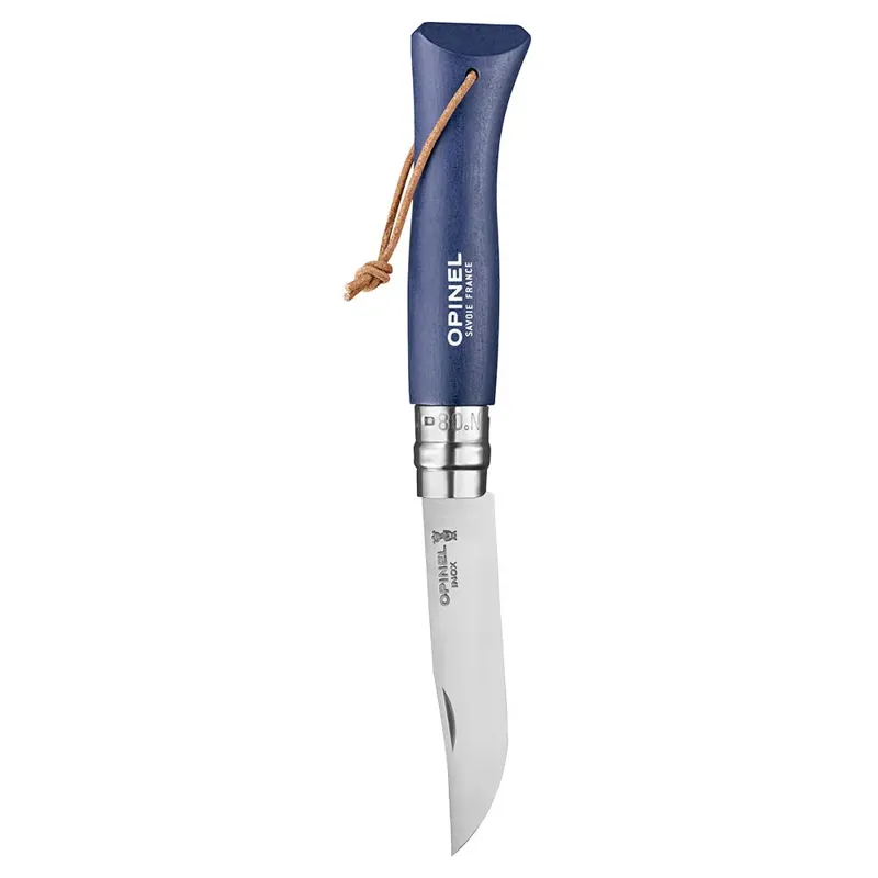 Opinel No. 8 Trekking Knife Dark Blue - Classic Folding Outdoor Knife for Camping and Hiking