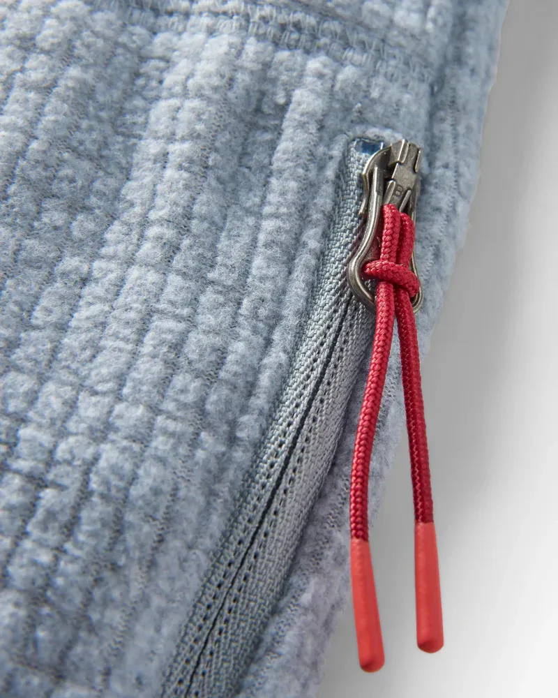 Passenger Point Grid Polar Fleece Hoodie - Grey Marl Men's Outdoor Pullover-5