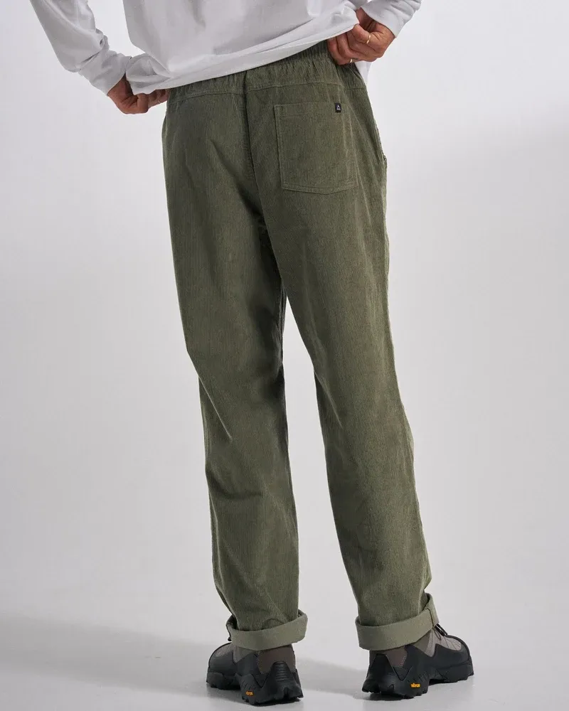 Passenger Drifter Cord Relaxed Fit Trousers - Dusty Olive Men's Corduroy Trousers - Regular Length-2