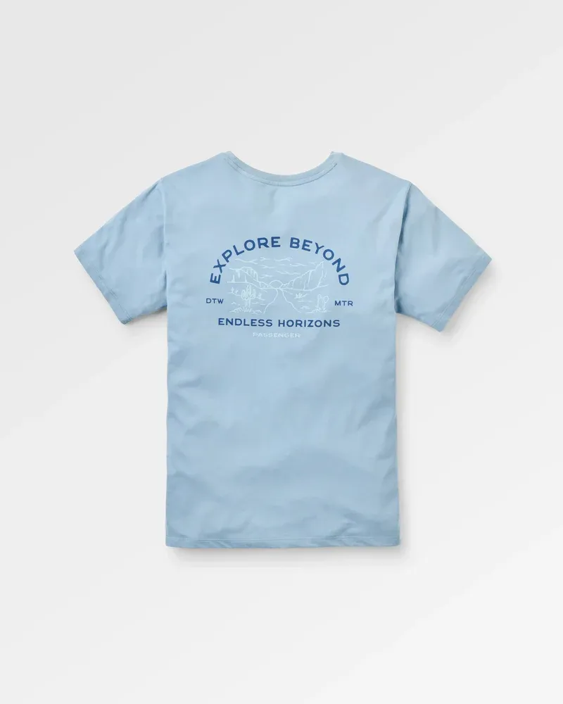 Passenger Horizons T-Shirt Faded Denim Men's Organic Cotton Tee-3