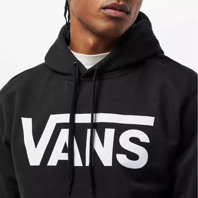 Vans Classic Pullover Hoodie  Black White Men's Logo Hoody