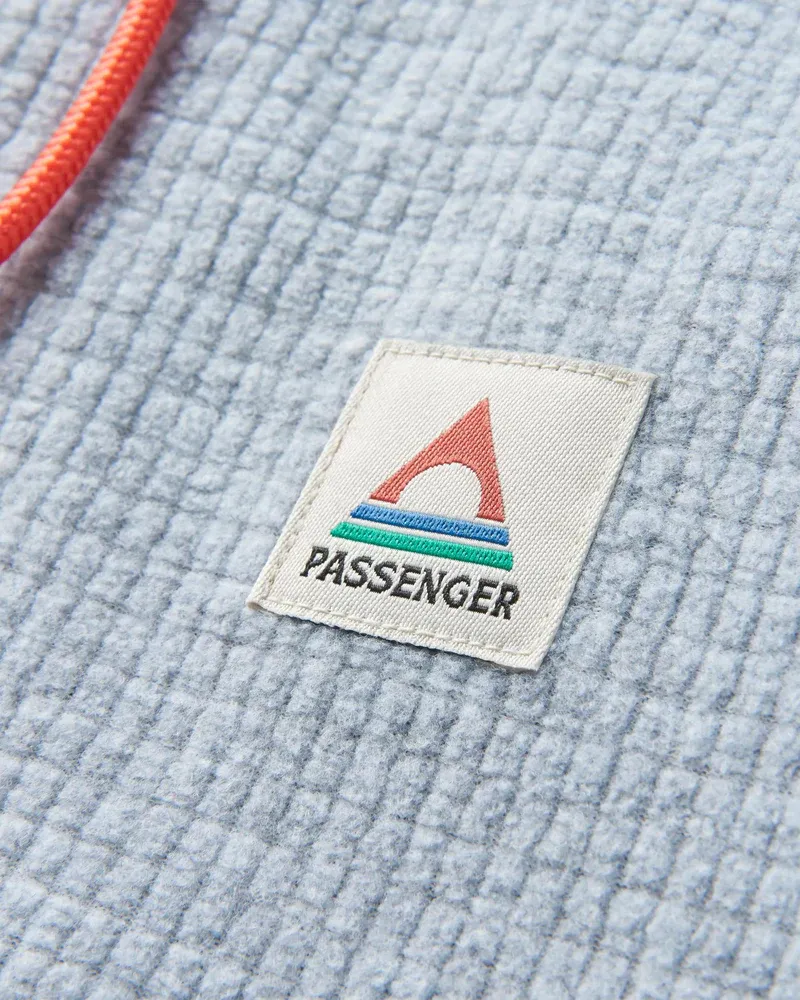 Passenger Point Grid Polar Fleece Hoodie - Grey Marl Men's Outdoor Pullover-3